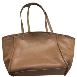 Neiman Marcus Camel Brown Suede Tote Bag with Sherpa Lining
